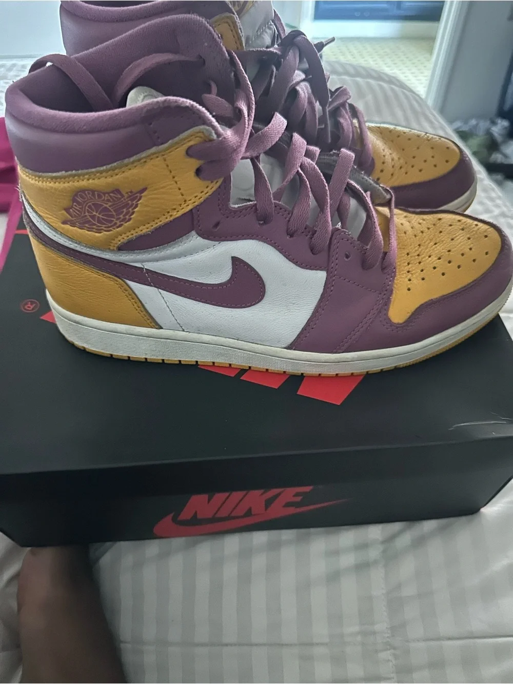 Jordan Women’s High-Top Sneakers - Purple/Yellow/White